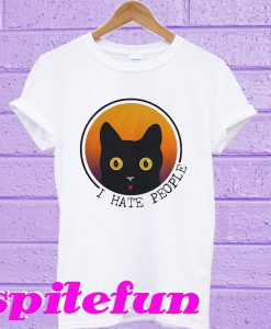 Black cat i hate people T-shirt