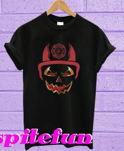 Halloween Fire Fighter Pumpkin Face T-Shirt