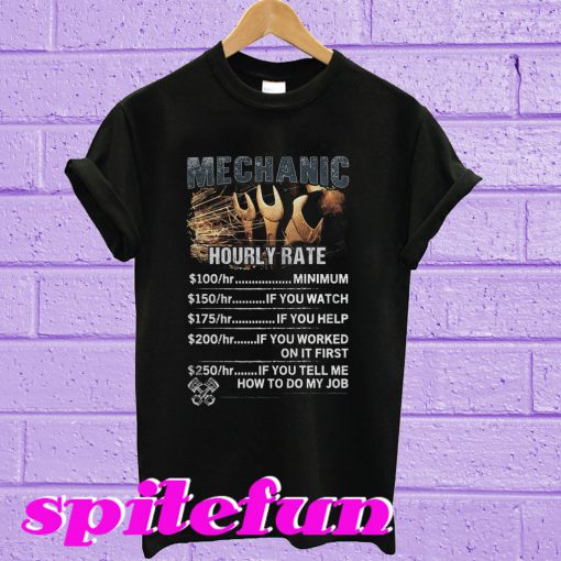 Mechanic hourly rate gift Christmas T-shirt