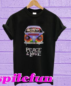 Snoopy Charlie Brown Franklin Peppermint Patty Rerun peace and love T-shirt