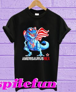 Ameri Saurus Rex American flag 4th of July T-Shirt