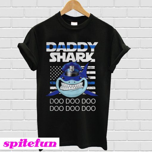 American Flag Daddy Shark Doo Doo Doo T-Shirt