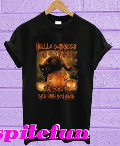 Cat Hello darkness my old friend I’ve come to talk with you again T-shirt