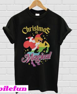 Christmas is magical Santa Claus riding unicorn T-shirt