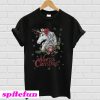 Christmas unicorn snow background T-shirt