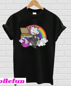 Unicorn pizza bartender waitress funny rainbow party T-Shirt