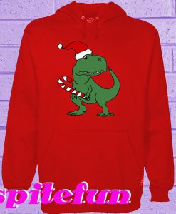 T-rex Dinosaur in Santa Hat Christmas Cartoon Hoodie