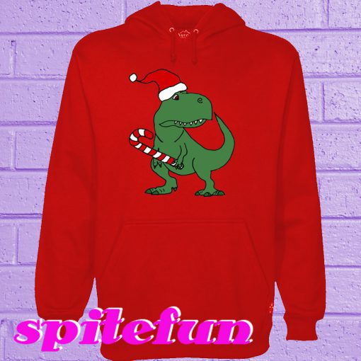 T-rex Dinosaur in Santa Hat Christmas Cartoon Hoodie