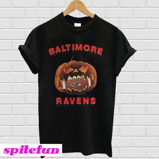 Halloween pumpkin Baltimore Ravens NFL T-shirt