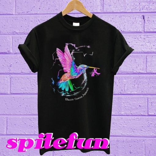 Hummingbird ribbon breast cancer awareness T-shirt