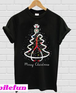 Merry Christmas Nurse Tree Stethoscope T-shirt