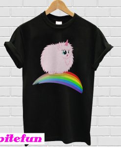 Pink Fluffle unicorn dancing on rainbows T-shirt