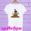 Pumpkin with black cat funny Halloween T-shirt