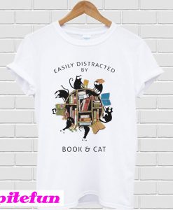 Easily Distracted By Book And Cat T-Shirt