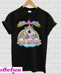 Unicorn hail satan death metal rainbown T-shirt