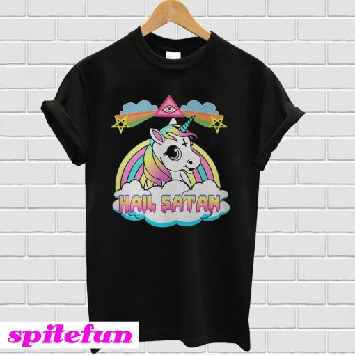 Unicorn hail satan death metal rainbown T-shirt