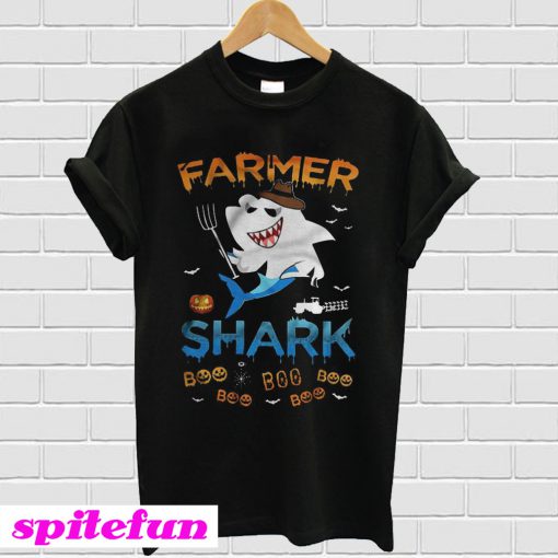 Farmer Shark Boo Boo Boo Halloween T-Shirt