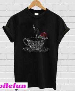 Coffee and santa hat Rhinestone Christmas T-shirt