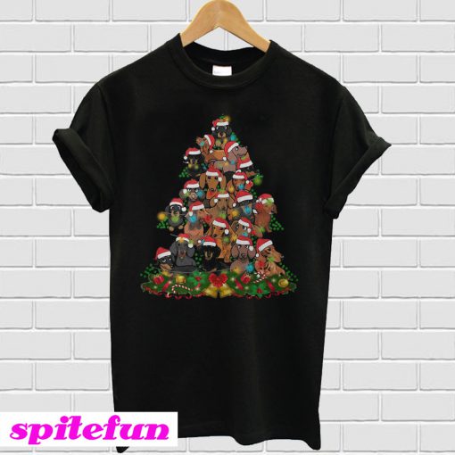 Dachshund Christmas tree T-shirt