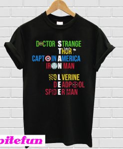 Doctor strange Thor Captain America Iron Man Wolverine Deadpool SpiderMan T-shirt