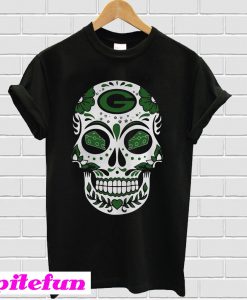 Green Bay Packers sugar skull with cheese eyes T-shirt