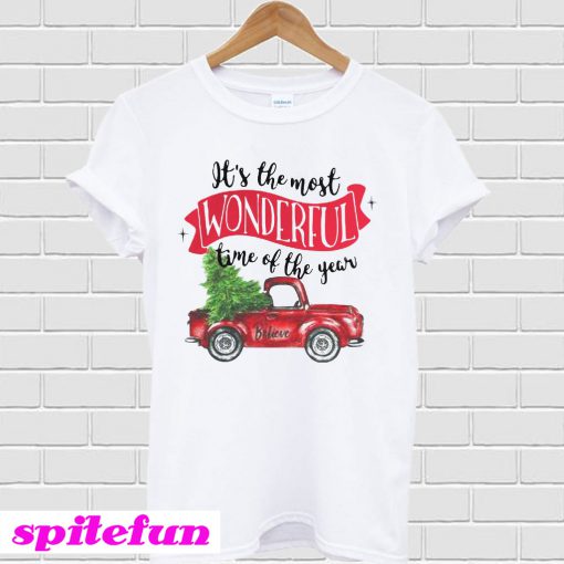 It’s the most wonderful time of the year Christmas tree red car believe T-shirt