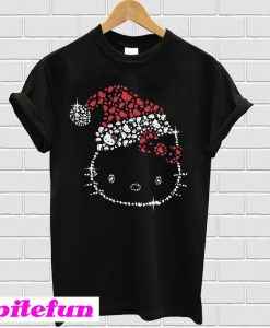 Nice Hello Kitty Santa Hat Rhinestone T-shirt