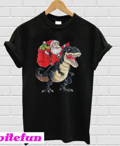 Santa Claus Riding T-Rex Dinosaur Christmas T-shirt