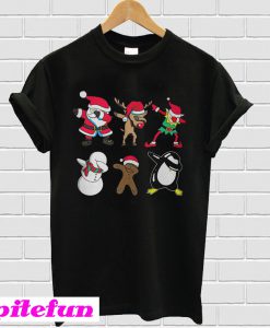 Santa Reindeer Elf Snowman Gingerbread Man Dabbing T-Shirt