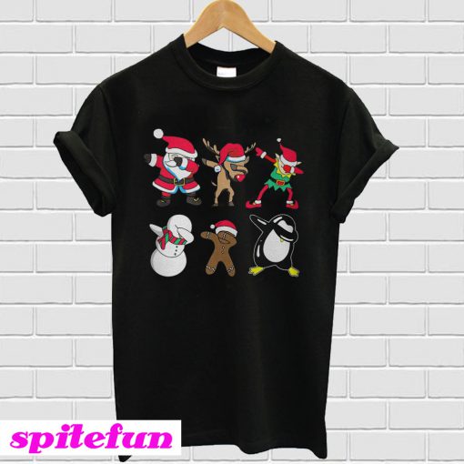 Santa Reindeer Elf Snowman Gingerbread Man Dabbing T-Shirt