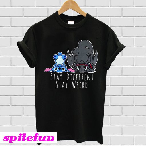 Stitch And Toothless Stay different stay weird T-shirt