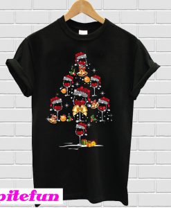 Wine glass christmas tree T-shirt