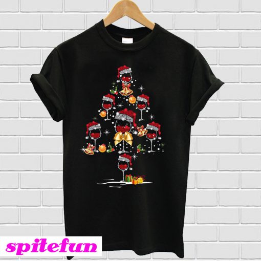 Wine glass christmas tree T-shirt