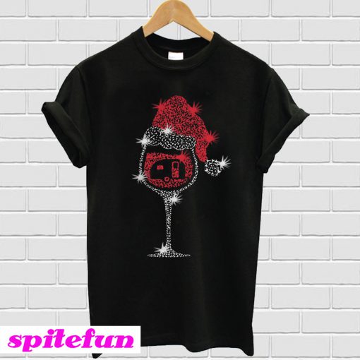 Xmas Wine Glass And Camping T-Shirt