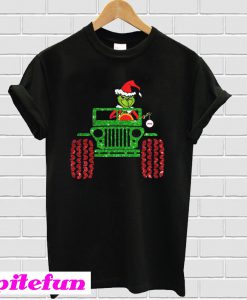 Glitter Grinch Drive Jeep Christmas T-shirt