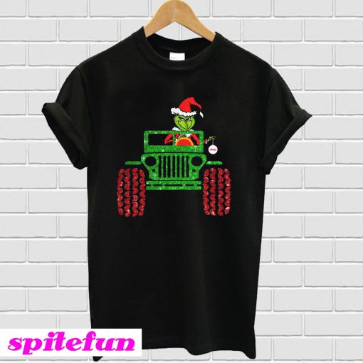 Glitter Grinch Drive Jeep Christmas T-shirt