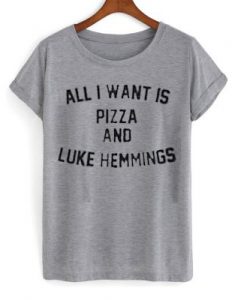 All i want is pizza and luke hemmings grey T-shirt