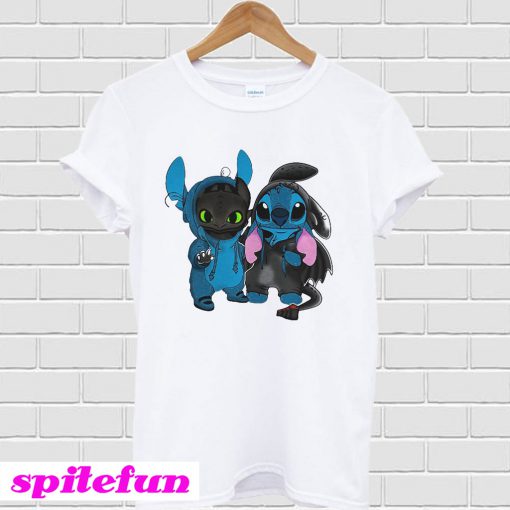 Baby Toothless and baby Stitch T-shirt