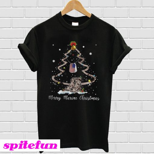 Boot merry marine Christmas T-shirt