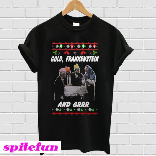 Christmas Gold Frankenstein and grrr T-shirt