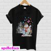 Christmas snowman and butterflies T-shirt