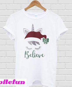 Christmas unicorn believe T-shirt