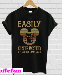 Easily distracted by Disney and cats T-shirt