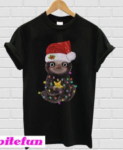 Santa Baby Sloth Christmas light ugly T-shirt