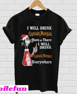 Santa Dr Seuss I will drink Captain Morgan here or there or everywhere T-shirt