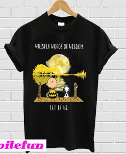 Snoopy and Charlie Whisper words of wisdom let it be yellow T-shirt