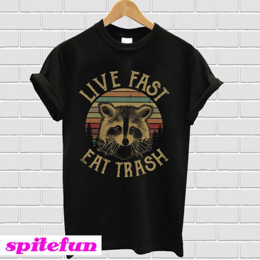 Vintage Raccoon live fast eat trash T-shirt