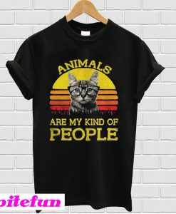 Cat animals are my kind of people retro T-shirt