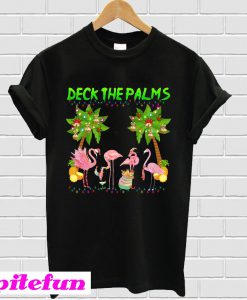 Deck the palms Flamingo Christmas T-shirt