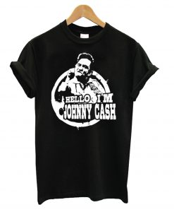 Hello I'm Johnny Cash Man in Black Middle Finger T-shirt